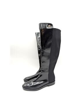 Aerosoles Trapani Knee High Boots Round Toe Women's Black Size US7.5M EU38
